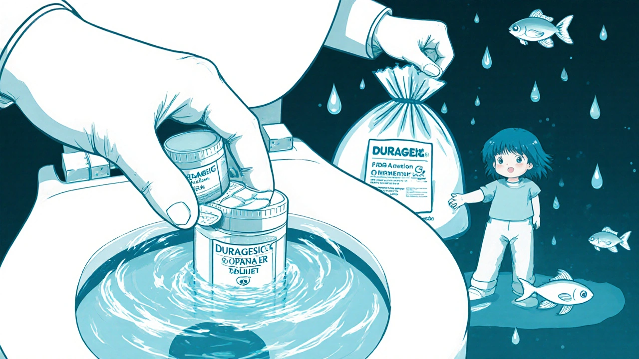 Hand flushing three FDA-approved dangerous medications down toilet