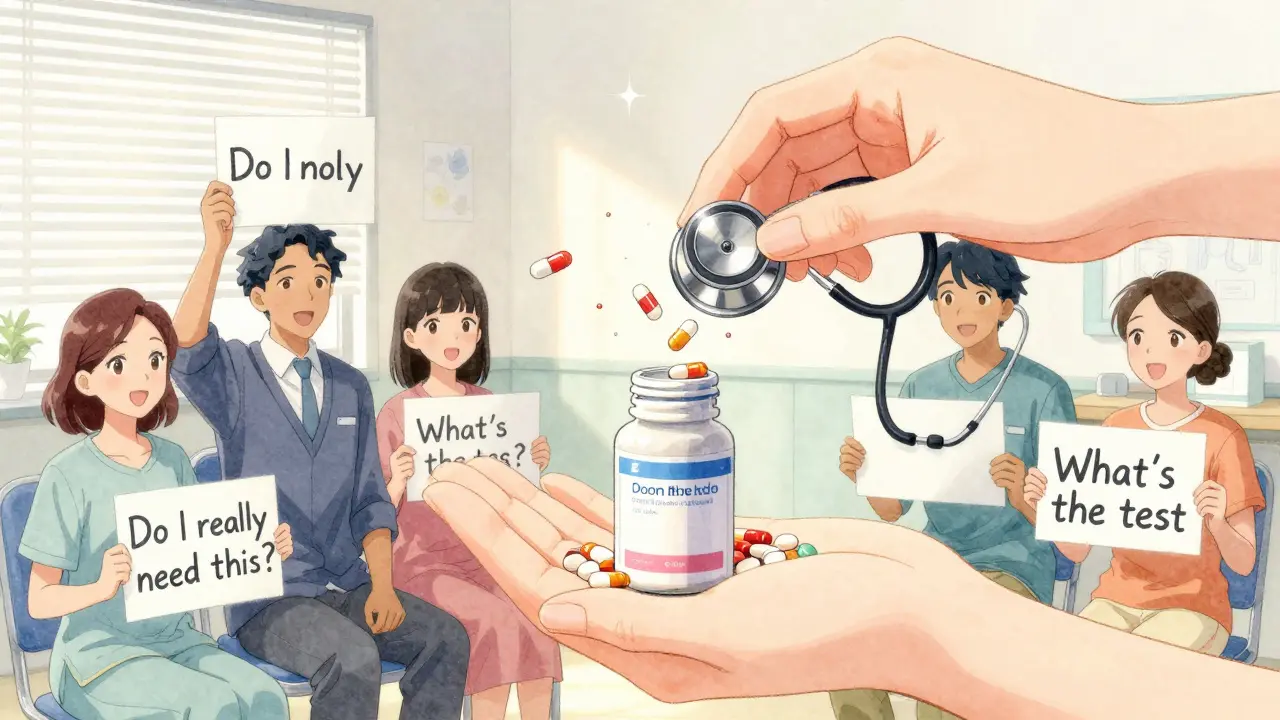 Patients receive probiotics and stethoscopes as antibiotics dissolve into dust, symbolizing smarter care.