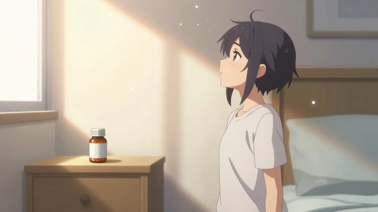 Peaceful person in a sunlit room symbolizing mental wellness and stability